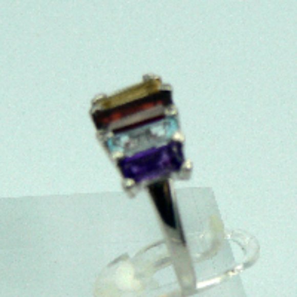 Sz 8 Genuine Multi Gemstone Ring NWOT - Picture 3 of 4